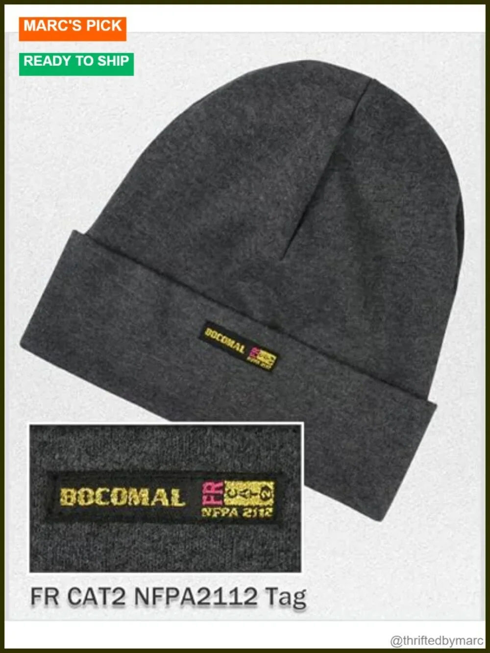 Double Layered 7oz Cotton FR Beanie - Flame Resistant Arc Rated Welding Hat